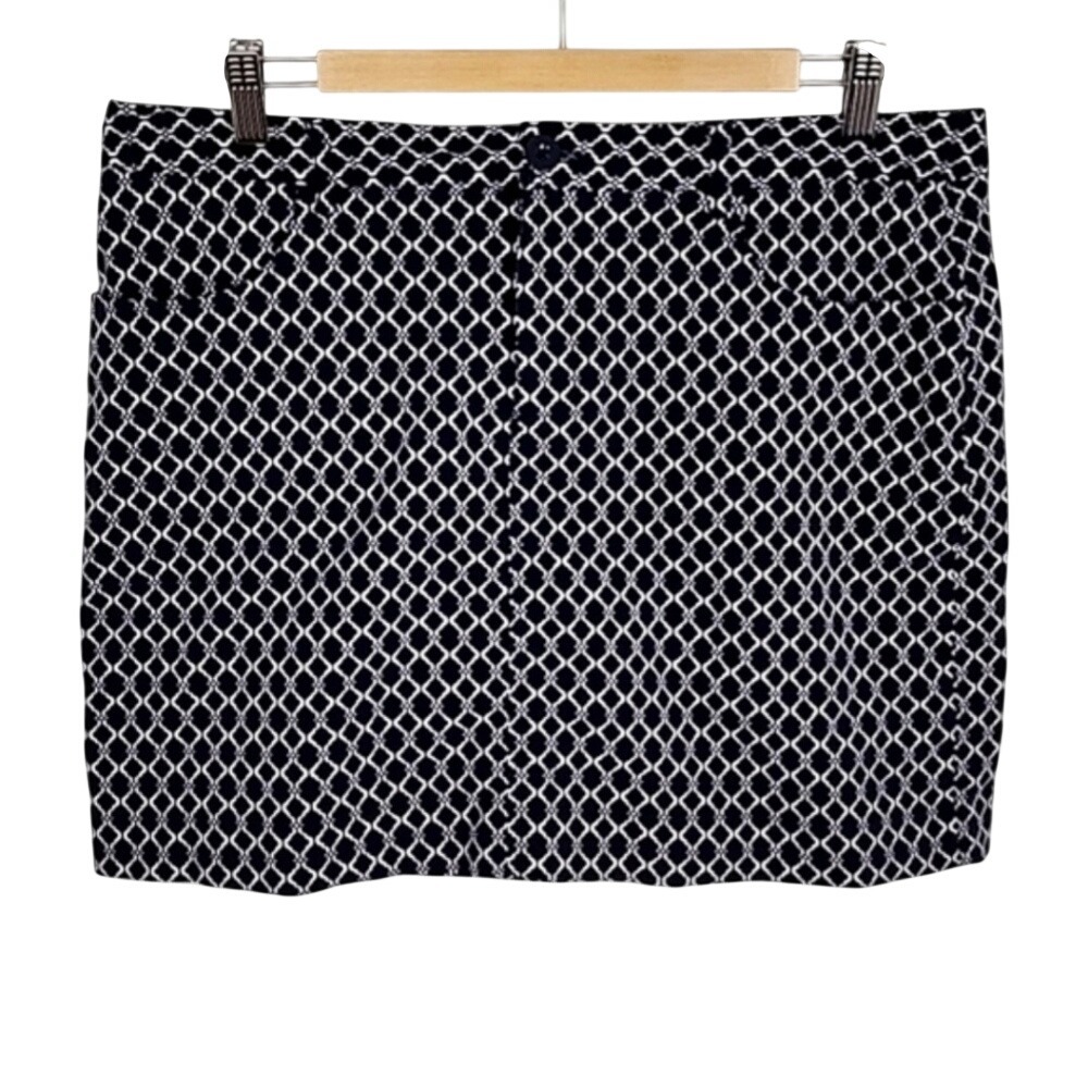 Mario Serrani Women's Comfort Skort Skirt Navy Blue White Pockets Stretch Size L